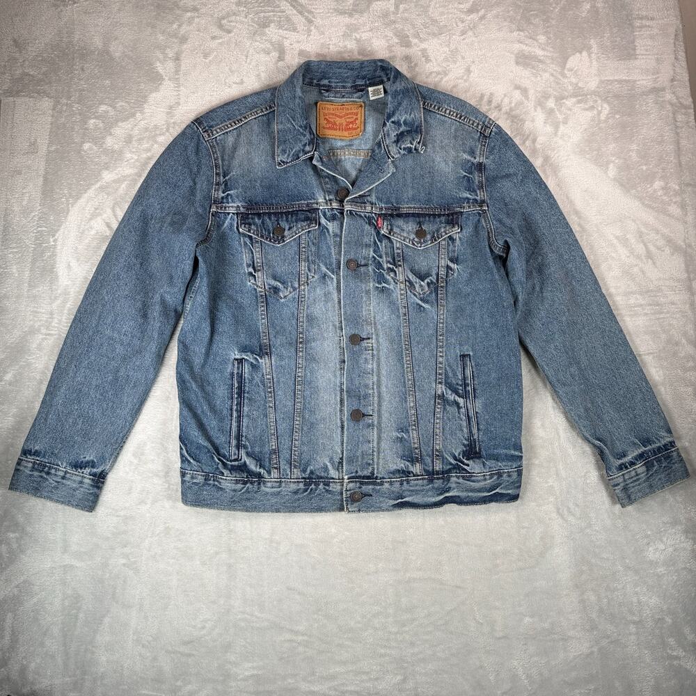 Levi's Jacket Mens L Blue Denim Trucker Button Up Collared Western Cowboy